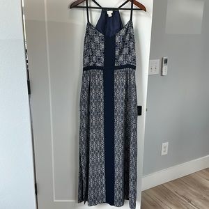 J. Crew White and Navy Print Halter Maxi Dress - 6
